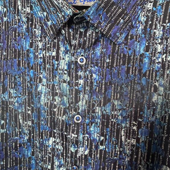 Robert Graham shirt men's 4XL button up blue pattern flip cuff stretch stripe - Picture 5 of 12